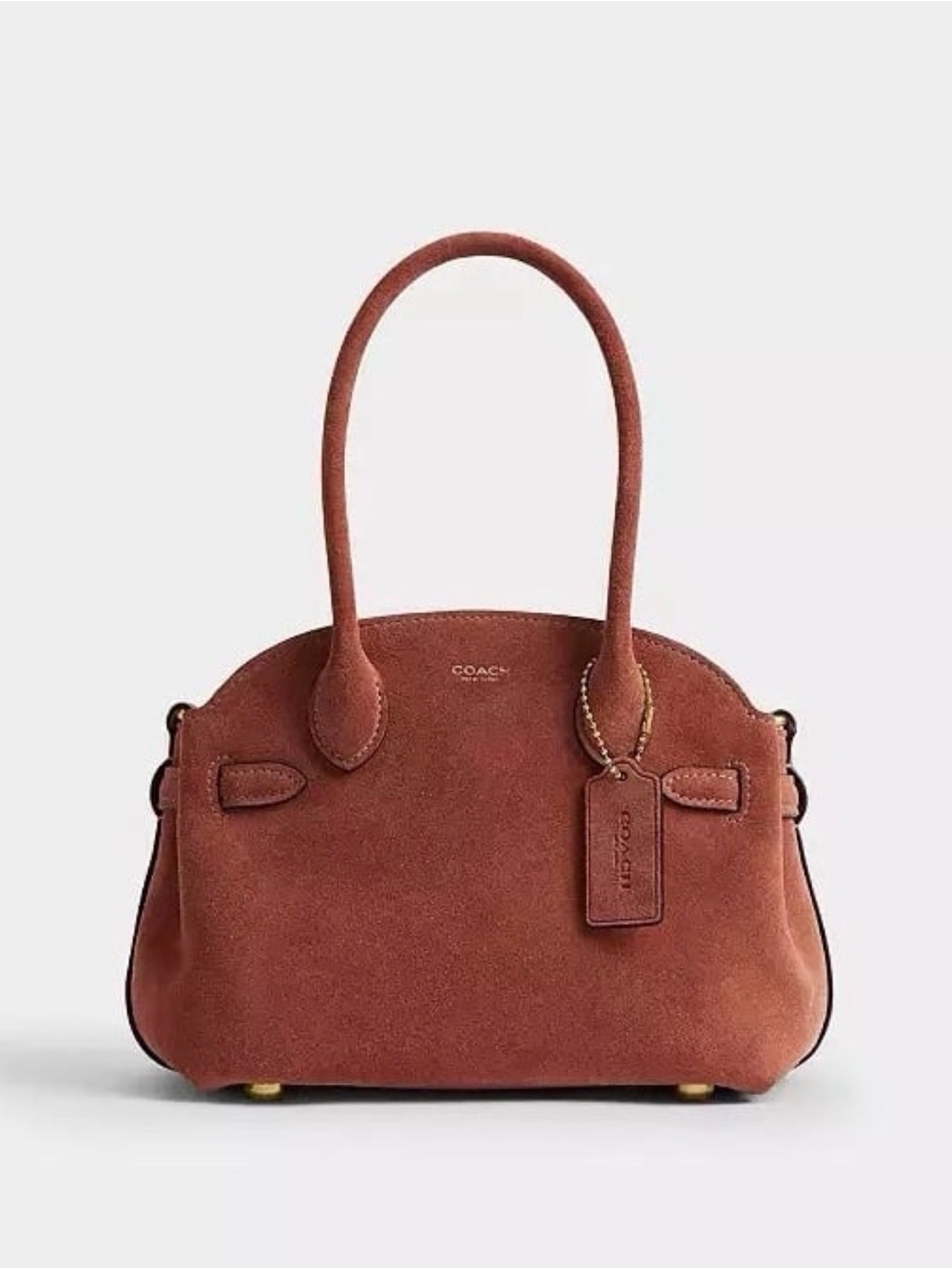 Coach Soft Empire Carryall Bag 21 in Brass/Clay Suede & Refined Calf Leather NWT
